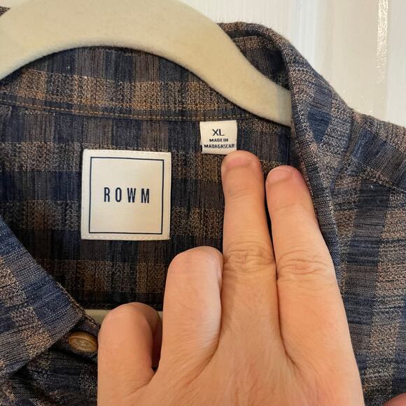 ROWM Shirt Mens XL Blue Plaid Long Sleeve Button Up Outdoor Casual - Picture 3 of 11